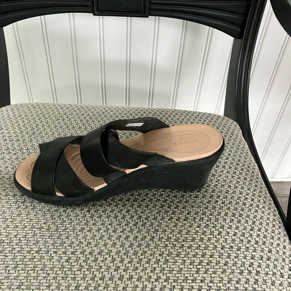 Crocs Black Criss-Cross Sandals - Picture 2 of 4
